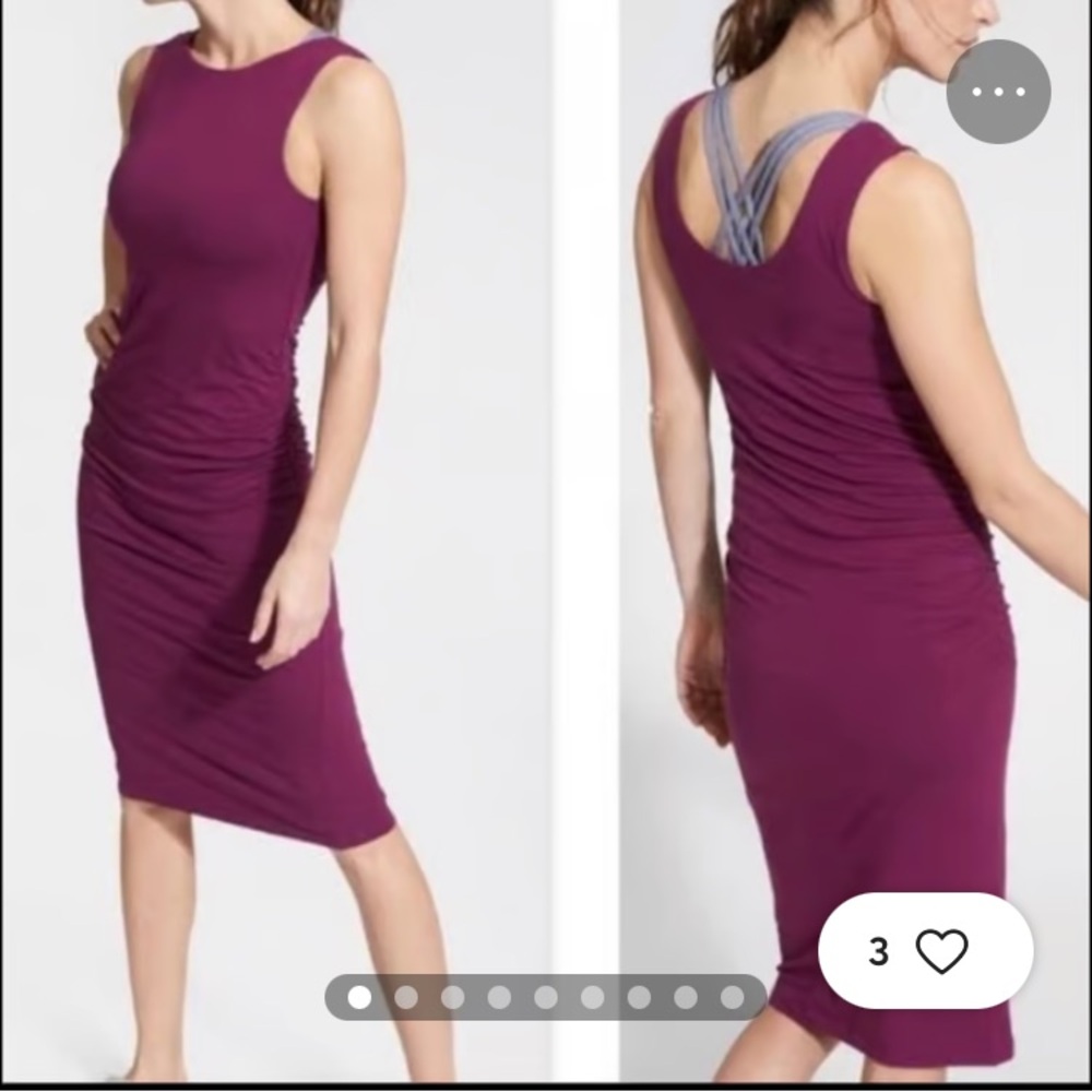 Athleta Plum Sheath Midi Dress Ruched Sleeveless